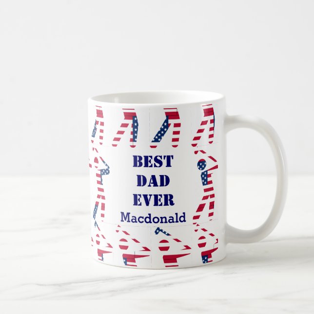 GOLF FAN Bester Vater je Personalisierte USA-Flagg Kaffeetasse (Rechts)
