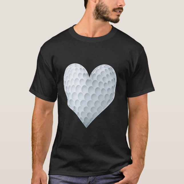Golf-Fan oder Golfer Liebesherz-Design T-Shirt (Vorderseite)