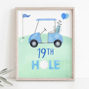 Golf First Birthday Par-tee 19. Loch-Zeichen Poster
