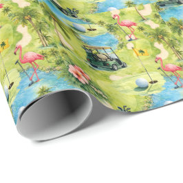 Golf Florida mit Flamingo-Ruhestand Geschenkpapier