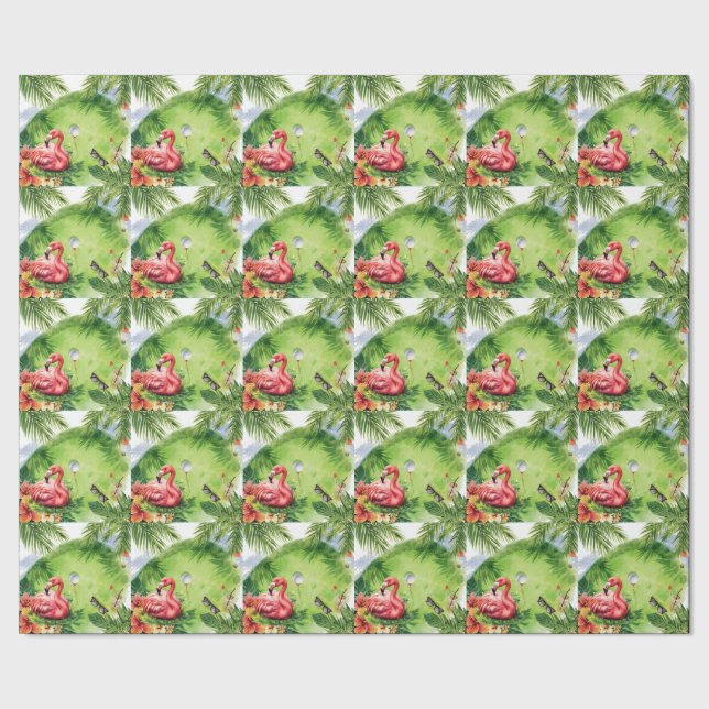 Golf Florida mit Flamingo-Ruhestand-Thema Geschenkpapier (Saum)