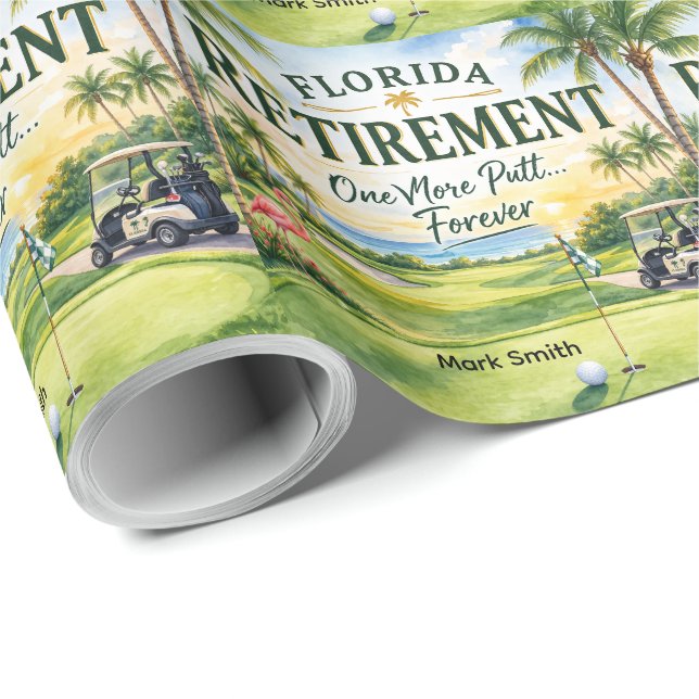 Golf Florida mit Flamingo-Ruhestand-Thema Geschenkpapier (Rolleneckpunkt)