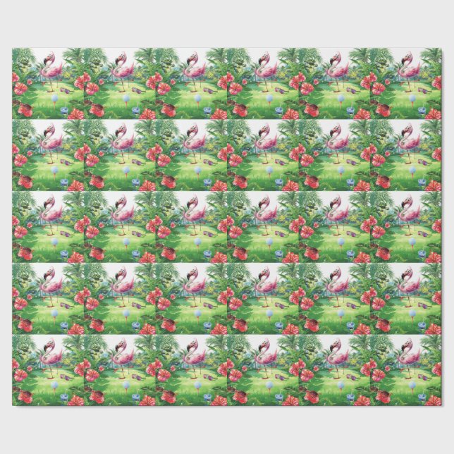 Golf Florida mit Flamingo-Ruhestand-Thema Geschenkpapier (Saum)