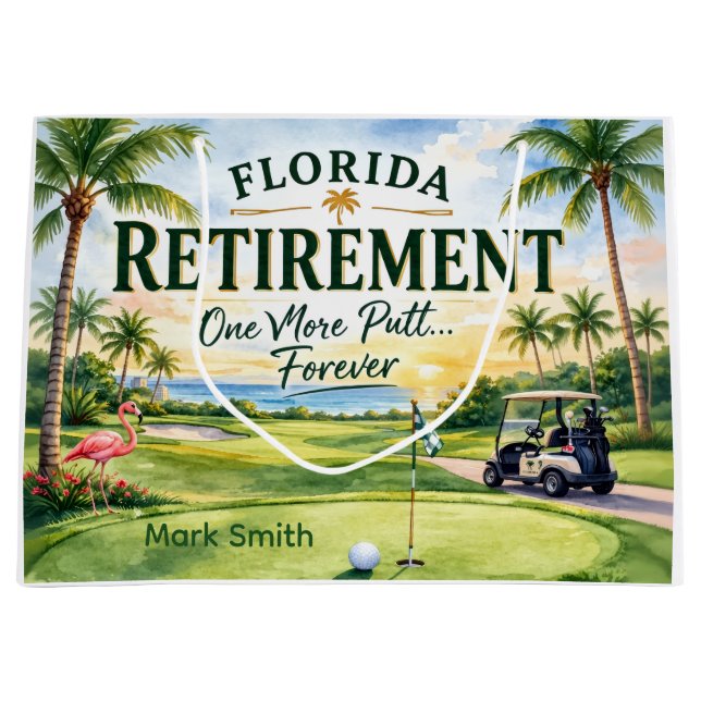 Golf Florida mit Flamingo-Ruhestand-Thema Große Geschenktüte (Vorderseite)