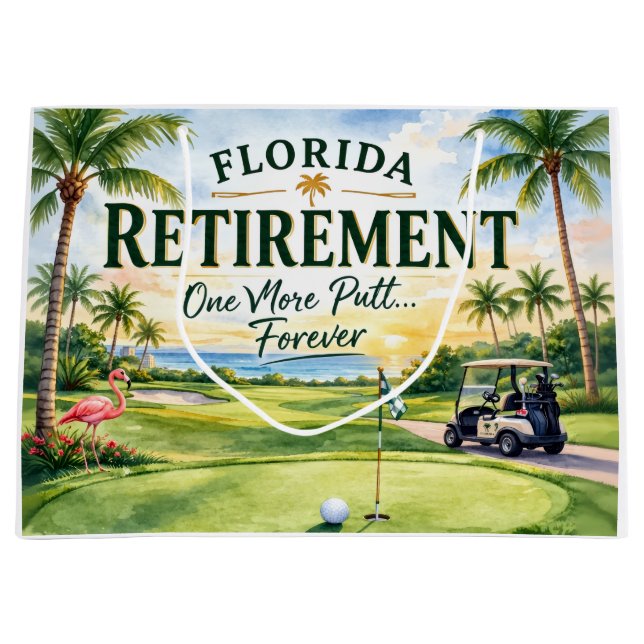 Golf Florida mit Flamingo-Ruhestand-Thema Große Geschenktüte (Vorderseite)