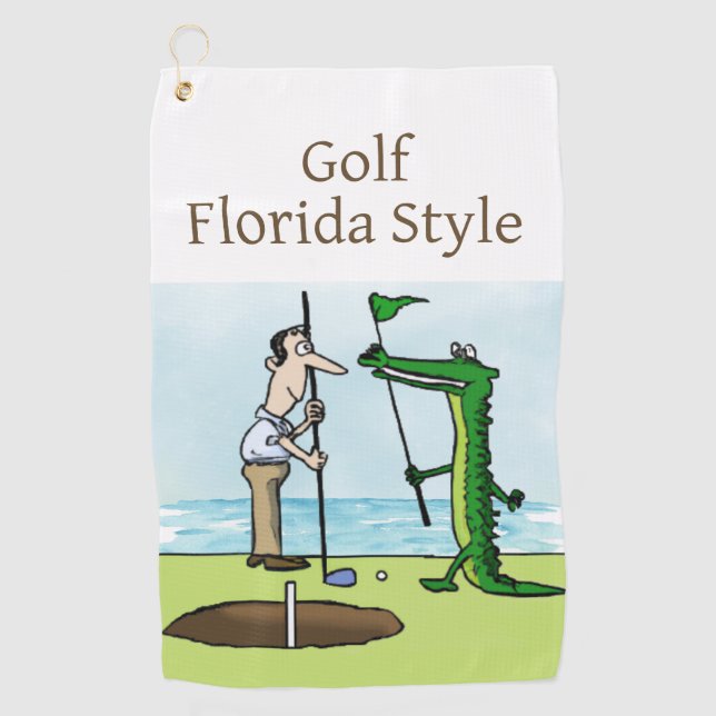 Golf Florida Style mit Alligator Caddie Golfhandtuch (Vorderseite)