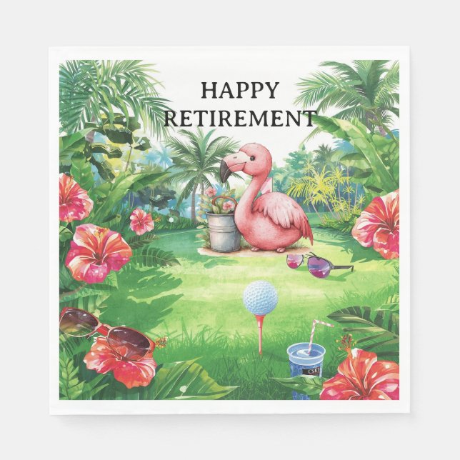 Golf Florida Thema mit Flamingo auf Grün Serviette (Vorderseite)