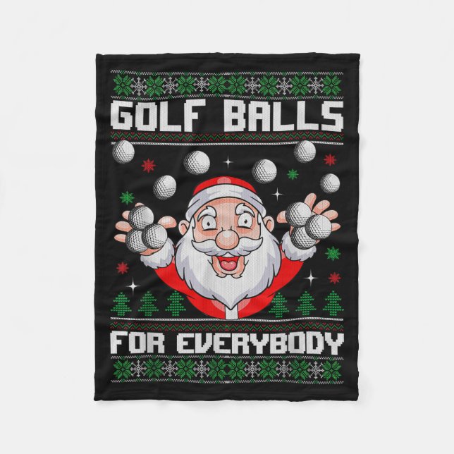 Golf For Everybody Santa Ugly Christmas Golfing  Fleecedecke (Vorderseite)