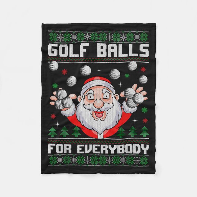 Golf For Everybody Santa Ugly Christmas Golfing  Fleecedecke (Vorderseite)