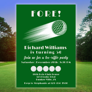 Golf Fore T-Shirt-Riffic Green 50. Geburtstagspart Einladung
