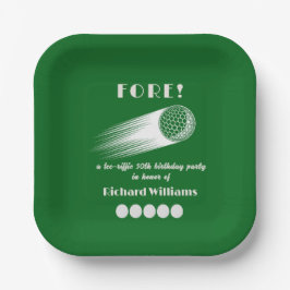 Golf Fore Tee-Riffic Green 50th Birthday Party Pappteller