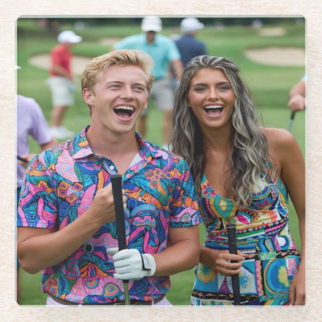 Golf-Foto anpassen personalisieren Glasuntersetzer (Vorderseite)