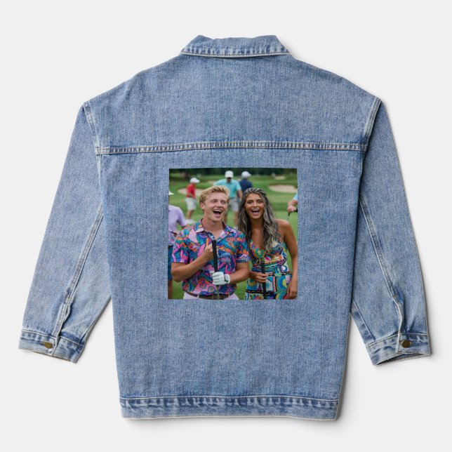 Golf-Foto anpassen Personalisieren Jeansjacke (Rückseite)