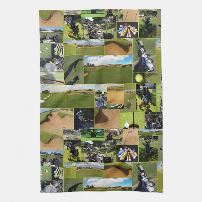 Golf Foto Collage, Geschirrtuch (Vertikal)