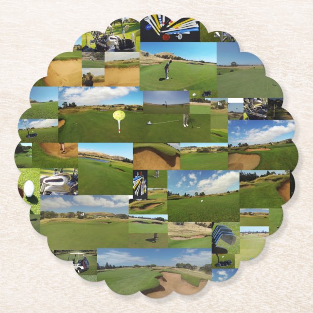 Golf Foto Collage, Paper Party Untersetzer (Vorderseite)