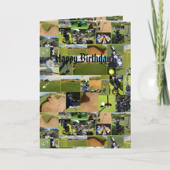 Golf Foto Collage, Sonntag Geburtstag Karte (Vorderseite)