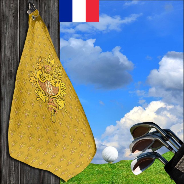 Golf Frankreich mit goldenem französischem Emblem, Golfhandtuch (Von Creator hochgeladen)
