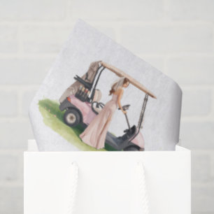 Golf-Frau-Golferin & rosa Wagen Junggesellinnenabs Seidenpapier