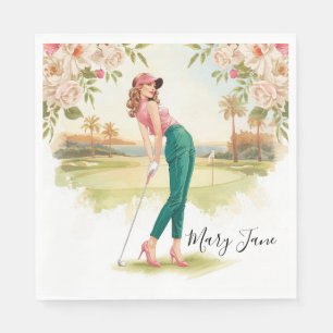 Golf Frau Golfspielerin auf Golfplatz Serviette