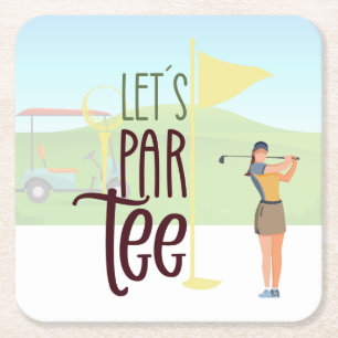 GOLF Frau Lasse Par T-Shirt Party für Golfer Rechteckiger Pappuntersetzer