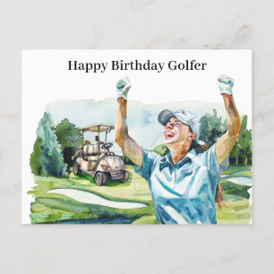 Golf-Frau spielt Golf Birthday Golfer Card Feiertagspostkarte