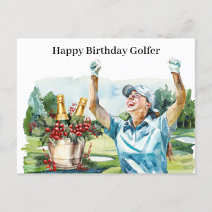 Golf-Frau spielt Golf Birthday Golfer Card Feiertagspostkarte
