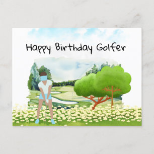 Golf-Frau spielt Golf Birthday Golfer Card Postkarte