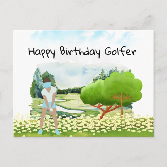 Golf-Frau spielt Golf Birthday Golfer Card Postkarte (Vorderseite)