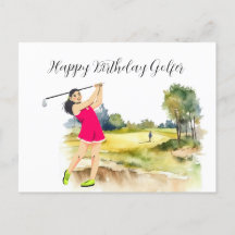 Golf-Frau spielt Golf Birthday Golfer Card