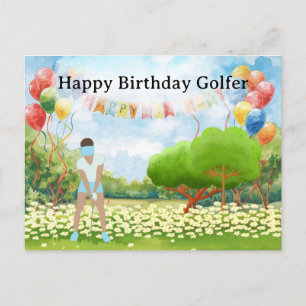 Golf-Frau spielt Golf Birthday Golfer Card Postkarte