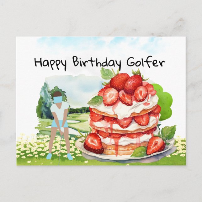 Golf-Frau spielt Golf Birthday Golfer Card Postkarte (Vorderseite)