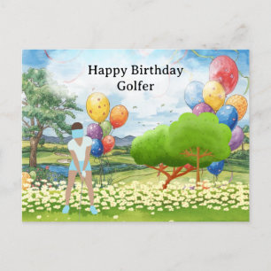 Golf-Frau spielt Golf Birthday Golfer Card Postkarte