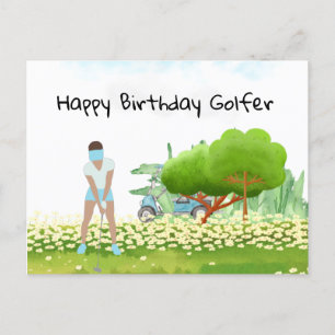 Golf-Frau spielt Golf Birthday Golfer Card Postkarte