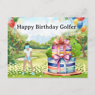 Golf-Frau spielt Golf Birthday Golfer Card Postkarte