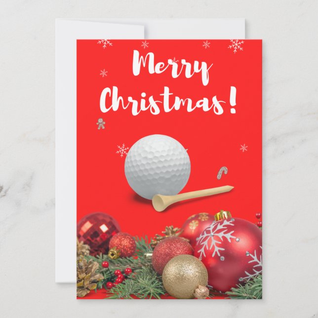 Golf Frohe Weihnachten bis Golfer mit Verzierung (Vorderseite)