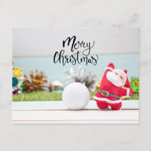 Golf Frohe Weihnachten mit Ball und Weihnachtsmann Postkarte
