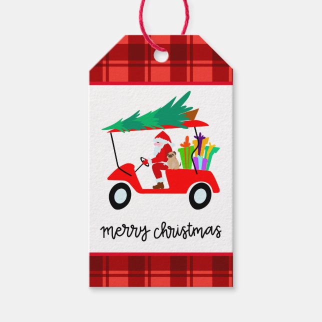 Golf Frohe Weihnachten mit dem Santa Rite Golfwage Geschenkanhänger (Vorderseite)