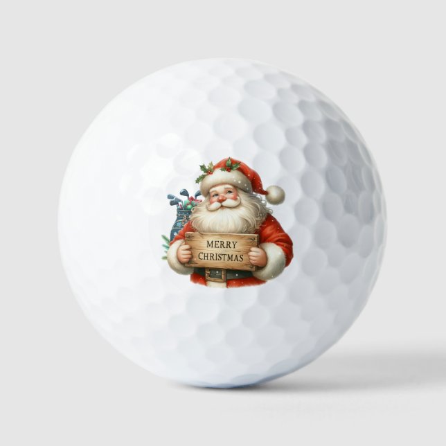 Golf Frohe Weihnachten mit dem Weihnachtsmann Golfball (Vorderseite)