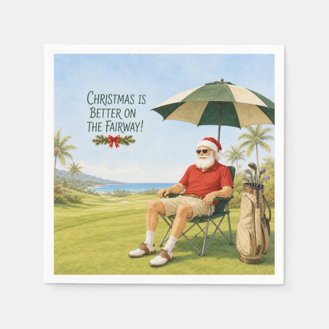 Golf Frohe Weihnachten mit dem Weihnachtsmann   Serviette (Vorderseite)