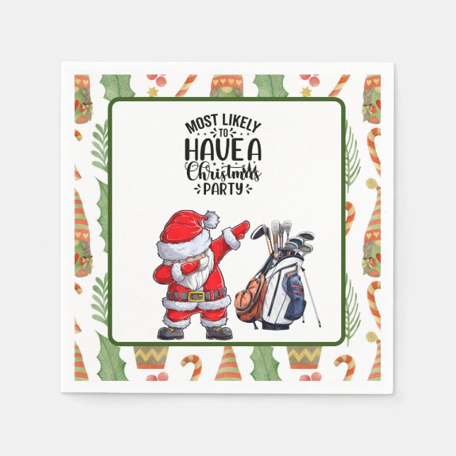 Golf Frohe Weihnachten mit dem Weihnachtsmann Serviette (Vorderseite)