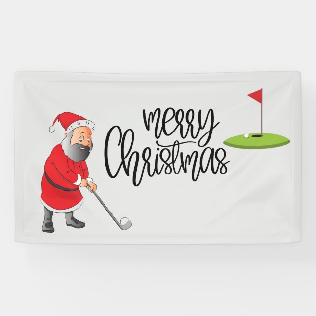 Golf Frohe Weihnachten mit dem Weihnachtsmann und  Banner (Horizontal)