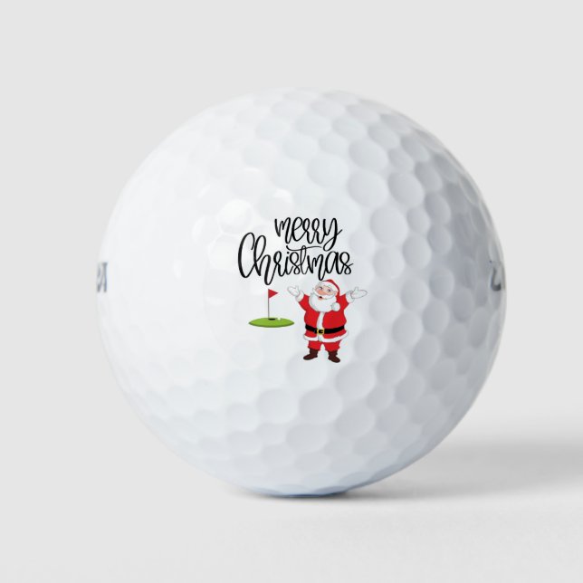 Golf Frohe Weihnachten mit dem Weihnachtsmann unte Golfball (Vorderseite)