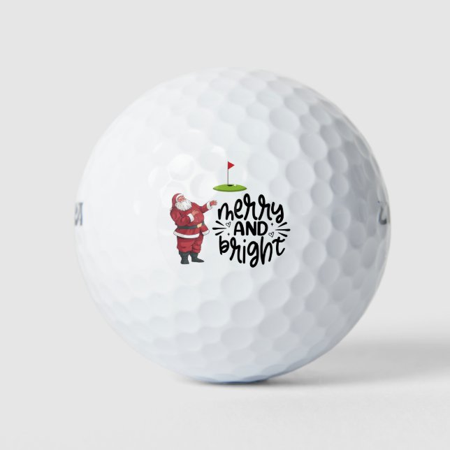 Golf Frohe Weihnachten mit dem Weihnachtsmann unte Golfball (Vorderseite)