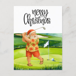 Golf Frohe Weihnachten mit dem Weihnachtsmann unte Postkarte