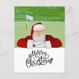Golf Frohe Weihnachten mit dem Weihnachtsmann unte Postkarte
