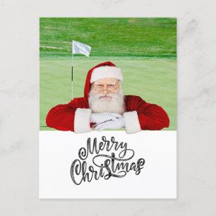 Golf Frohe Weihnachten mit dem Weihnachtsmann unte Postkarte