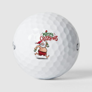 Golf Frohe Weihnachten mit dem Weihnachtsmann zum  Golfball