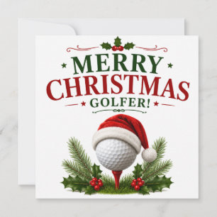 Golf Frohe Weihnachten mit Santa Hut Karte