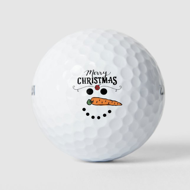 Golf Frohe Weihnachten mit Snowman Funny Golfball (Vorderseite)