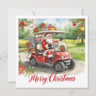 Golf Frohe Weihnachten Santa fährt Golfcart